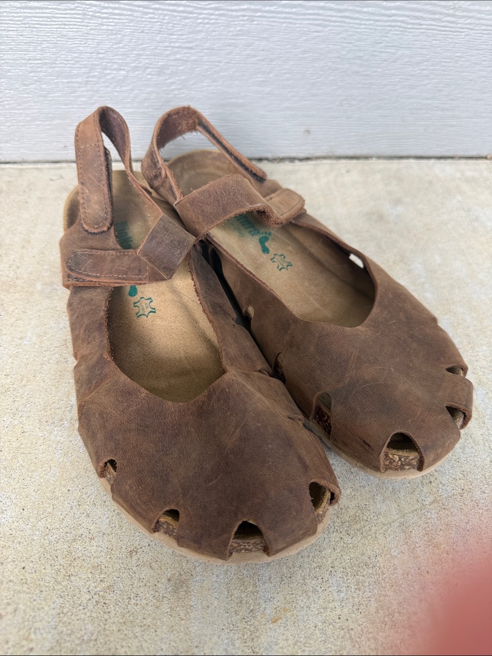 BioNaural Brown Leather Mary Jane Sandals